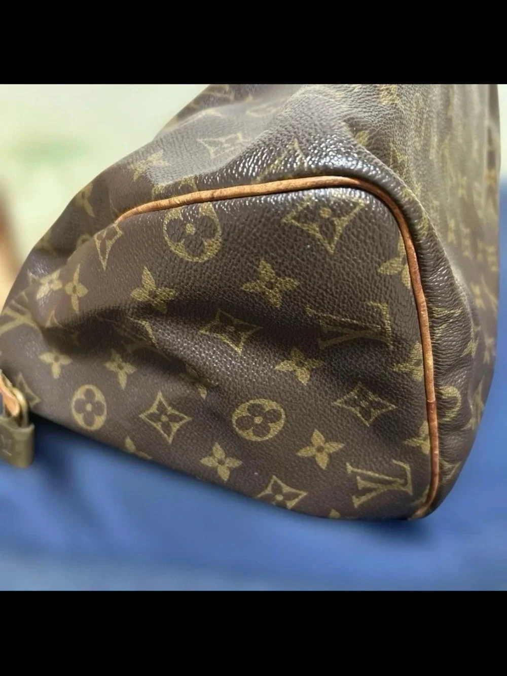 Louis Vuitton Brown Monogram Canvas Satchel with Tan Leather Handles